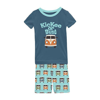 Boy's Print Bamboo Short Sleeve Graphic Tee Pajama Set with Shorts - Summer Sky Vintage Vans Baby & Toddler Sleepwear