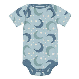 Boy's Print Bamboo Short Sleeve One Piece - Spring Sky Moon and Stars Baby One-Pieces