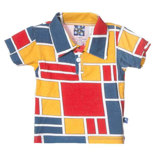 Boys Print Bamboo Short Sleeve Polo Shirt, Bauhaus Baby & Toddler Tops