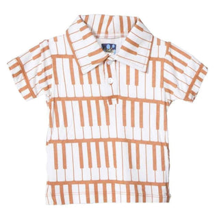 Boys Print Bamboo Short Sleeve Polo Shirt, Copper Piano Keys Baby & Toddler Tops