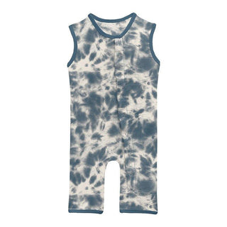 Boy's Print Bamboo Tank Romper - Deep Sea Tie Dye Baby One-Pieces