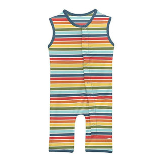 Boy's Print Bamboo Tank Romper - Groovy Stripe Baby One-Pieces
