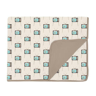 Boy's Print Bamboo Toddler Blanket - Natural Vintage TV Swaddling & Receiving Blankets