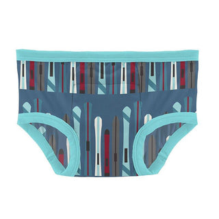 Boy's Print Training Pants Set - Midnight Tiny Snowflakes & Twilight Skis Potty Training