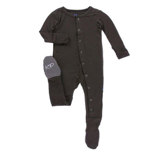 Boy's Solid Bamboo Footie with Snaps - Bark Baby & Toddler Sleepwear