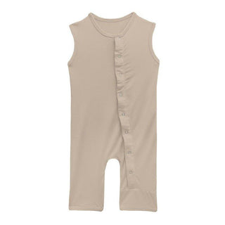 Boy's Solid Bamboo Tank Romper - Burlap (TBD22) Baby One-Pieces