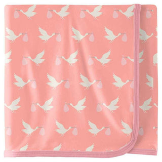 Celebration Print Bamboo Swaddling Blanket - Blush Stork, One Size Swaddling Blankets