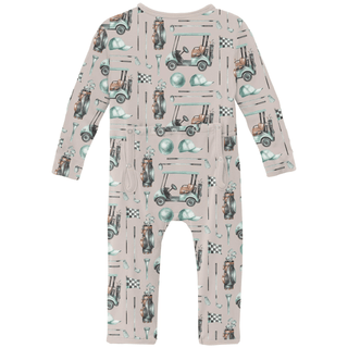 Bamboo Coverall with 2-Way Zipper - Latte Golf KicKee Pants Size: 9-12 Months