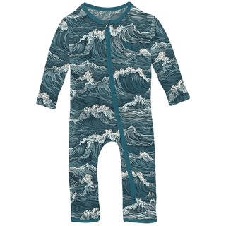 Bamboo Coverall with 2-Way Zipper - Oceanic KicKee Pants Size: 9-12 Months