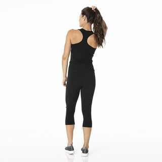 Women's Solid Bamboo Luxe Stretch 3/4 Legging with Pocket - Midnight Pants