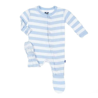 Essentials Boys Bamboo Footie with Snaps, Pond Stripe KicKee Pants Size: Newborn