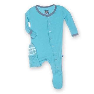 Solid Bamboo Footie with Snaps - Boy Confetti with Dusty Sky Baby & Toddler Sleepwear