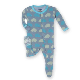 Bamboo Footie with Snaps - Boy Dusty Sky Porcupine Baby & Toddler Sleepwear