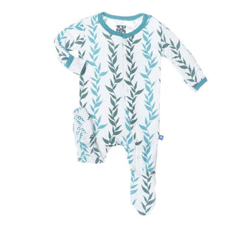 Bamboo Footie with Snaps, Natural Seaweed Baby & Toddler Sleepwear