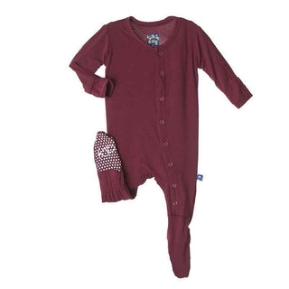 Solid Bamboo Footie with Snaps - ScarletKicKee PantsSize: Newborn
