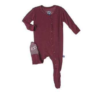 Solid Bamboo Footie with Snaps - ScarletKicKee PantsSize: Newborn