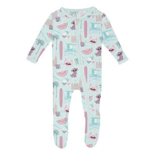 Bamboo Footie with 2-Way Zipper - Fresh Air Beach Day KicKee Pants Size: Newborn