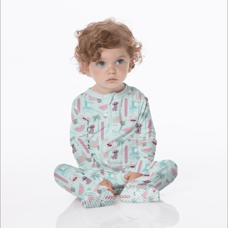 Bamboo Footie with 2-Way Zipper - Fresh Air Beach Day KicKee Pants Size: Newborn