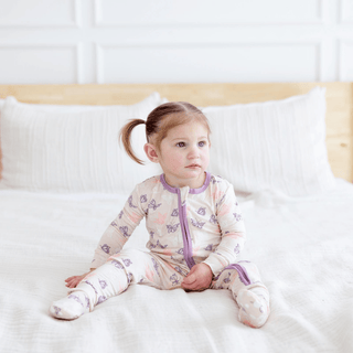 Bamboo Footie with 2-Way Zipper - Latte Butterflies KicKee Pants Size: Newborn