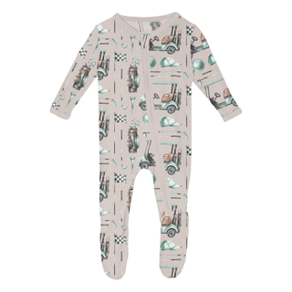 Bamboo Footie with 2-Way Zipper - Latte Golf KicKee Pants Size: Newborn