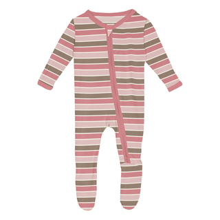 Bamboo Footie with 2-Way Zipper - Neapolitan StripeKicKee PantsSize: Newborn