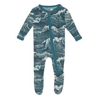 Bamboo Footie with 2-Way Zipper - Oceanic KicKee Pants Size: Newborn