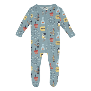 Bamboo Footie with 2-Way Zipper - Stormy Sea Fall Fair KicKee Pants Size: Newborn