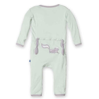 Girl's Bamboo Fitted Applique Coverall - Aloe Skunk Baby & Toddler Sleepwear