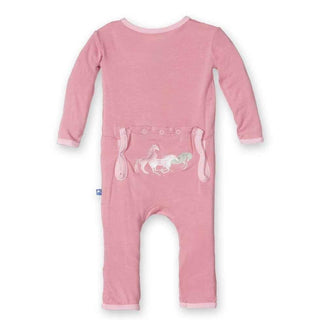 Girl's Bamboo Fitted Applique Coverall - Desert Rose Wild Horses Baby & Toddler Sleepwear