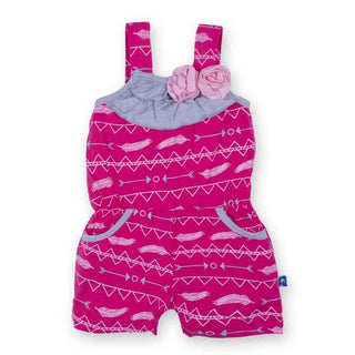 Girl's Bamboo Flower Romper with Pockets - Prickly Pear Southwest Baby One-Pieces