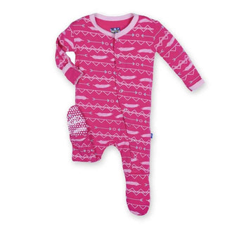Girl's Bamboo Footie with Snaps- Prickly Pear Southwest Baby & Toddler Sleepwear