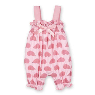 Girl's Bamboo Gathered Romper with Bow - Lotus Porcupine Baby One-Pieces