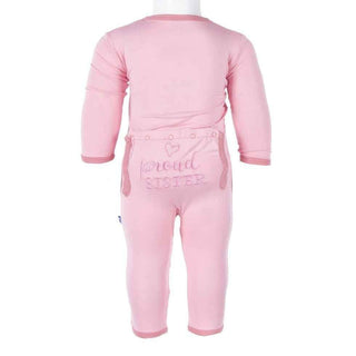 Girl's Bamboo Holiday Fitted Applique Coverall - Lotus Proud Sister Baby & Toddler Sleepwear