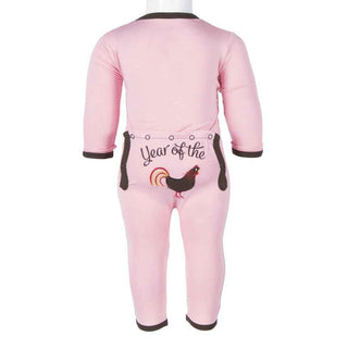 Girl's Bamboo Holiday Fitted Applique Coverall - Lotus Year of the Rooster Baby & Toddler Sleepwear