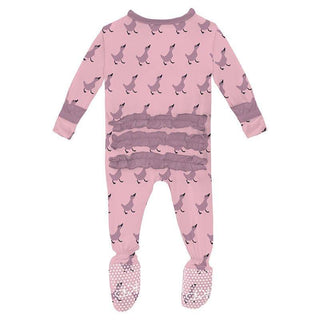 Girl's Print Bamboo Classic Ruffle Footie with 2-Way Zipper - Cake Pop Ugly Duckling Baby & Toddler Sleepwear