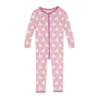 Girl's Print Bamboo Convertible Sleeper with Zipper - Cake Pop Swan Princess Baby & Toddler Sleepwear