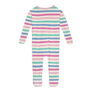 Girl's Print Bamboo Convertible Sleeper with Zipper - Skip To My Lou Stripe Baby & Toddler Sleepwear