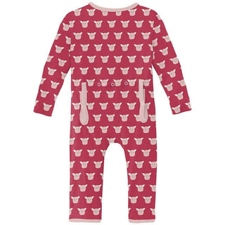 Girl's Print Bamboo Coverall with 2-Way Zipper - Cherry Pie Furry Friends Baby & Toddler Sleepwear