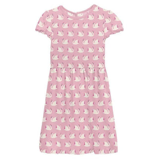 Girl's Print Bamboo Flutter Sleeve Twirl Dress with Pockets - Cake Pop Swan Princess Baby & Toddler Dresses