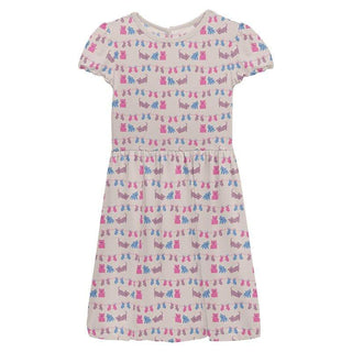 Girl's Print Bamboo Flutter Sleeve Twirl Dress with Pockets - Latte 3 Little Kittens Baby & Toddler Dresses