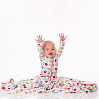 Girl's Print Bamboo Footie with 2-Way Zipper - Lula's Lollipops Baby & Toddler Sleepwear