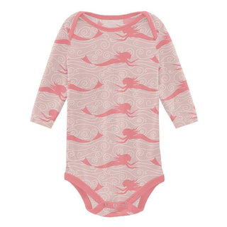 Girl's Print Bamboo Long Sleeve One Piece (Set of 2) - Baby Rose Mermaid & Strawberry Baby One-Pieces KicKee Pants Size: 0-3 Months