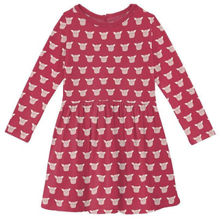 Girl's Print Bamboo Long Sleeve Twirl Dress - Cherry Pie Furry Friends Baby & Toddler Dresses