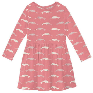 Girl's Print Bamboo Long Sleeve Twirl Dress - Strawberry Narwhal Baby & Toddler Dresses