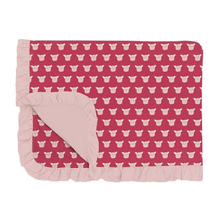Girl's Print Bamboo Ruffle Toddler Blanket - Cherry Pie Furry Friends Swaddling & Receiving Blankets