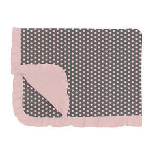 Girl's Print Bamboo Ruffle Toddler Blanket - Pewter Sparkle Swaddling & Receiving Blankets