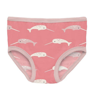 Girl's Print Bamboo Underwear - Strawberry Narwhal Toddler Underwear