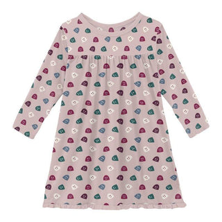 Girl's Print Bamboo Classic Long Sleeve Swing Dress - Baby Rose Happy Gumdrops Baby & Toddler Dresses