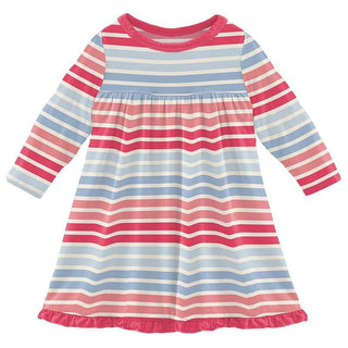 Girl's Print Bamboo Classic Long Sleeve Swing Dress - Cotton Candy Stripe Baby & Toddler Dresses