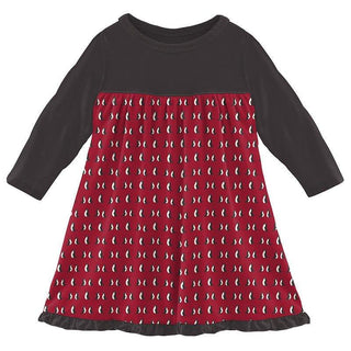 Girl's Print Bamboo Classic Long Sleeve Swing Dress - Crimson Penguins Baby & Toddler Dresses